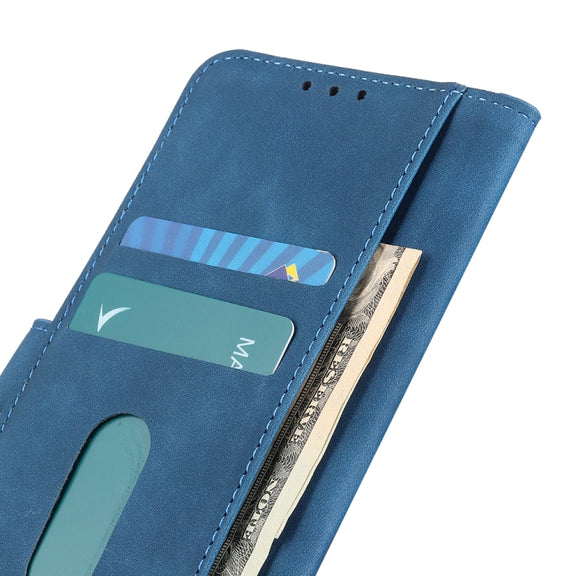 For iPhone 16e KHAZNEH Retro Texture Leather Phone Case(Blue)