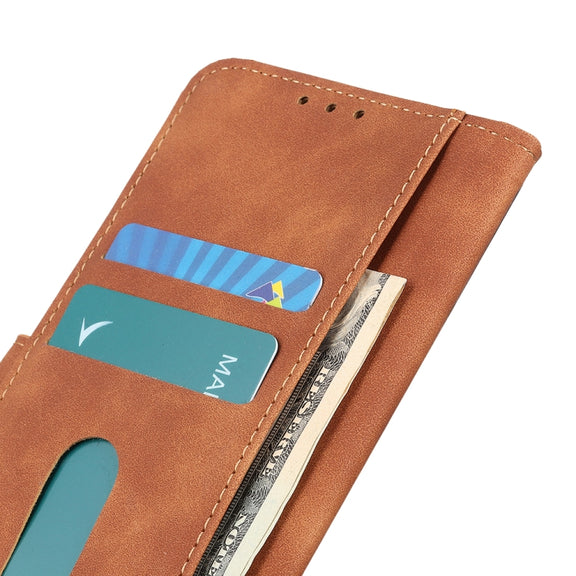 For iPhone 16e KHAZNEH Retro Texture Leather Phone Case(Brown)