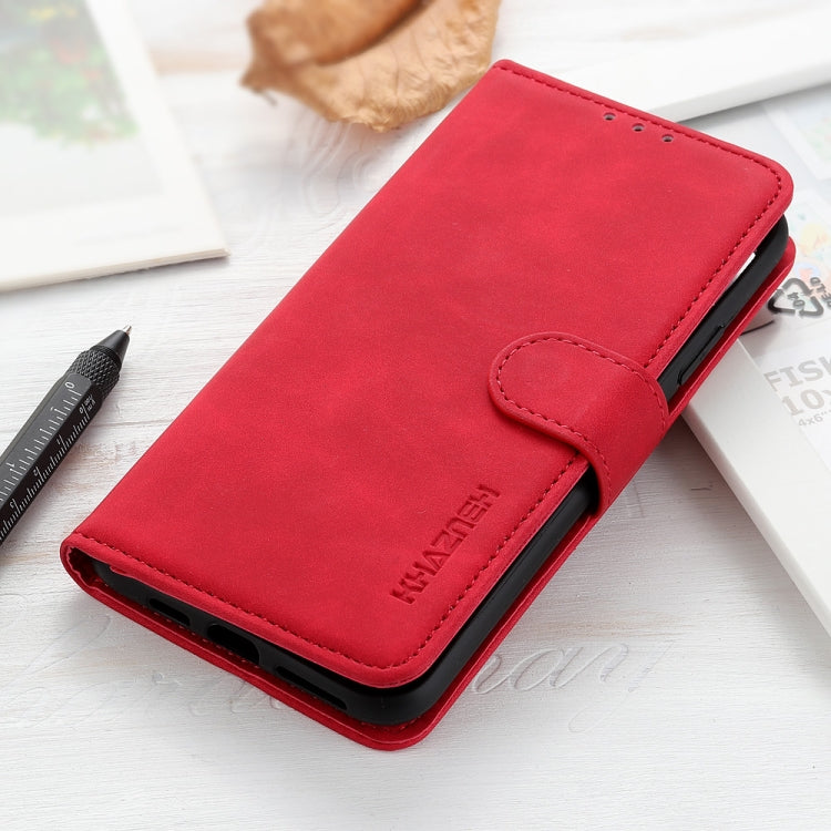 For iPhone 16e KHAZNEH Retro Texture Leather Phone Case(Red)