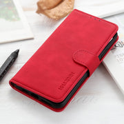 For iPhone 16e KHAZNEH Retro Texture Leather Phone Case(Red)