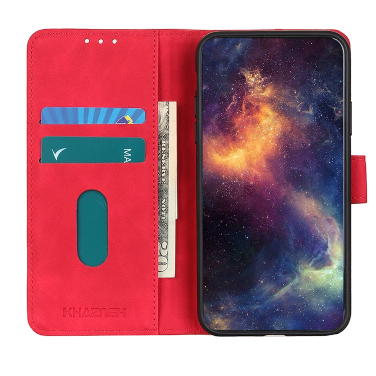 For iPhone 16e KHAZNEH Retro Texture Leather Phone Case(Red)