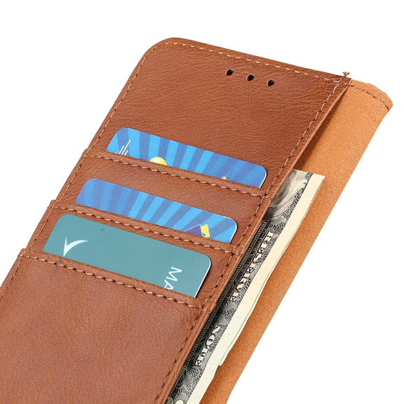 For iPhone 16 KHAZNEH Cowhide Texture Horizontal Flip Leather Phone Case(Brown)