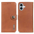 For iPhone 16 Plus KHAZNEH Cowhide Texture Horizontal Flip Leather Phone Case(Brown) - iPhone 16 Plus Cases by PMC TechLife | Online Shopping South Africa | PMC TechLife | Buy Now Pay Later Mobicred