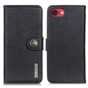 For iPhone 16e KHAZNEH Cowhide Texture Horizontal Flip Leather Phone Case(Black)