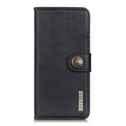 For iPhone 16e KHAZNEH Cowhide Texture Horizontal Flip Leather Phone Case(Black)