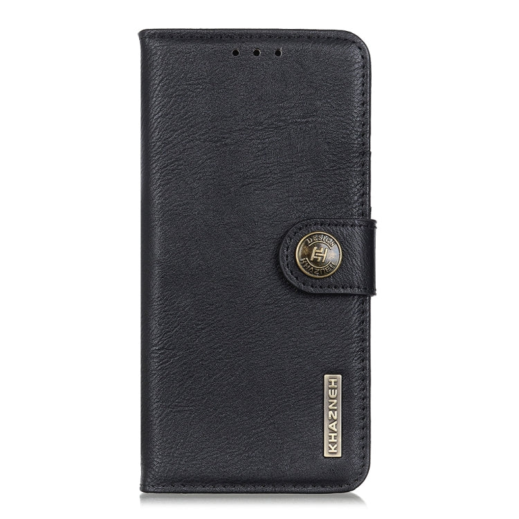 For iPhone 16e KHAZNEH Cowhide Texture Horizontal Flip Leather Phone Case(Black)