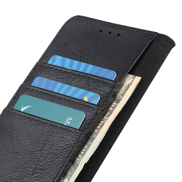 For iPhone 16e KHAZNEH Cowhide Texture Horizontal Flip Leather Phone Case(Black)