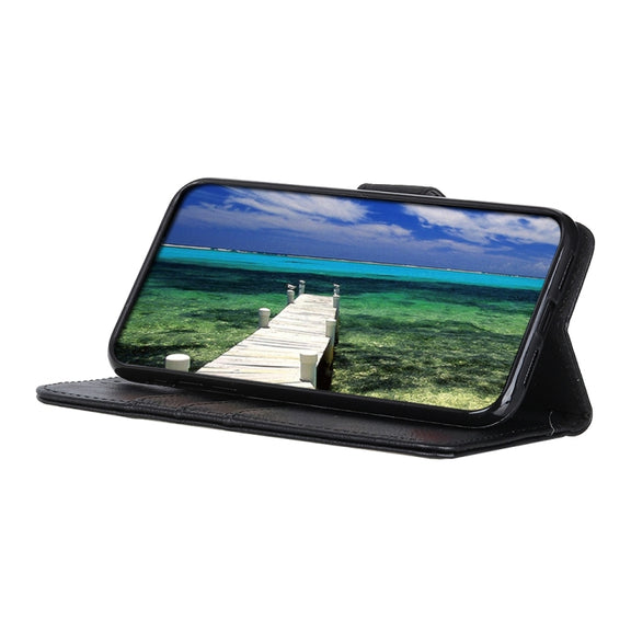 For iPhone 16e KHAZNEH Cowhide Texture Horizontal Flip Leather Phone Case(Black)