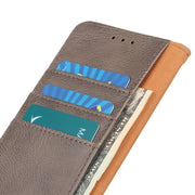 For iPhone 16e KHAZNEH Cowhide Texture Horizontal Flip Leather Phone Case(Khaki)