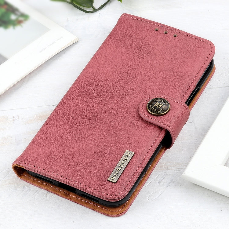 For iPhone 16e KHAZNEH Cowhide Texture Horizontal Flip Leather Phone Case(Pink)