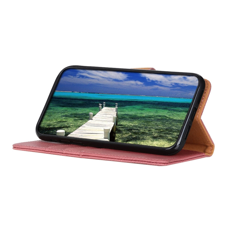 For iPhone 16e KHAZNEH Cowhide Texture Horizontal Flip Leather Phone Case(Pink)