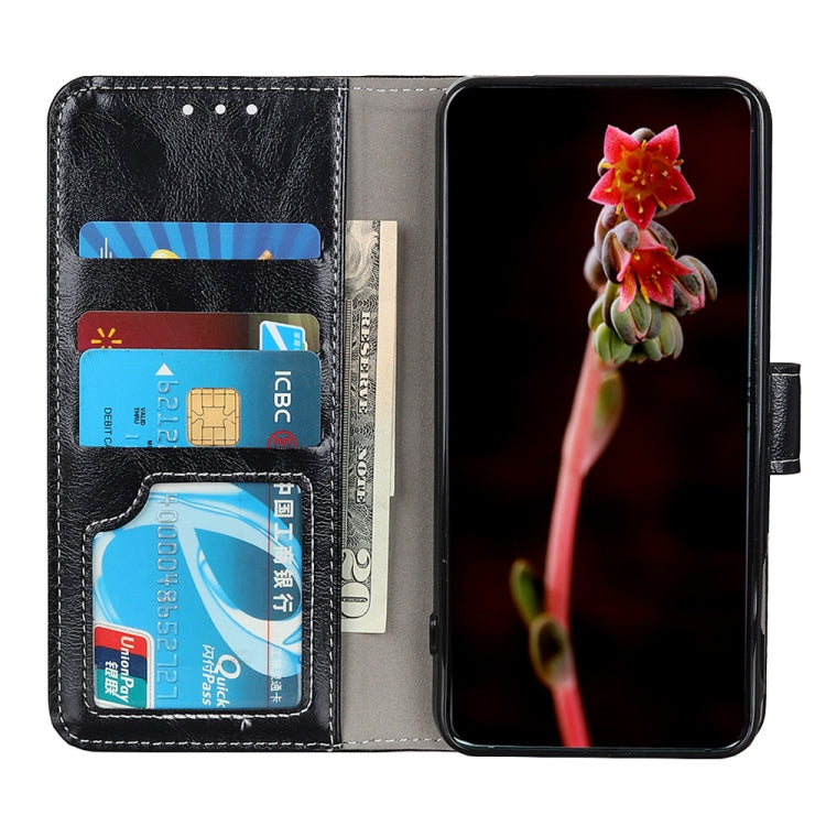 For iPhone 16e Retro Crazy Horse Texture Horizontal Flip Leather Phone Case(Black)