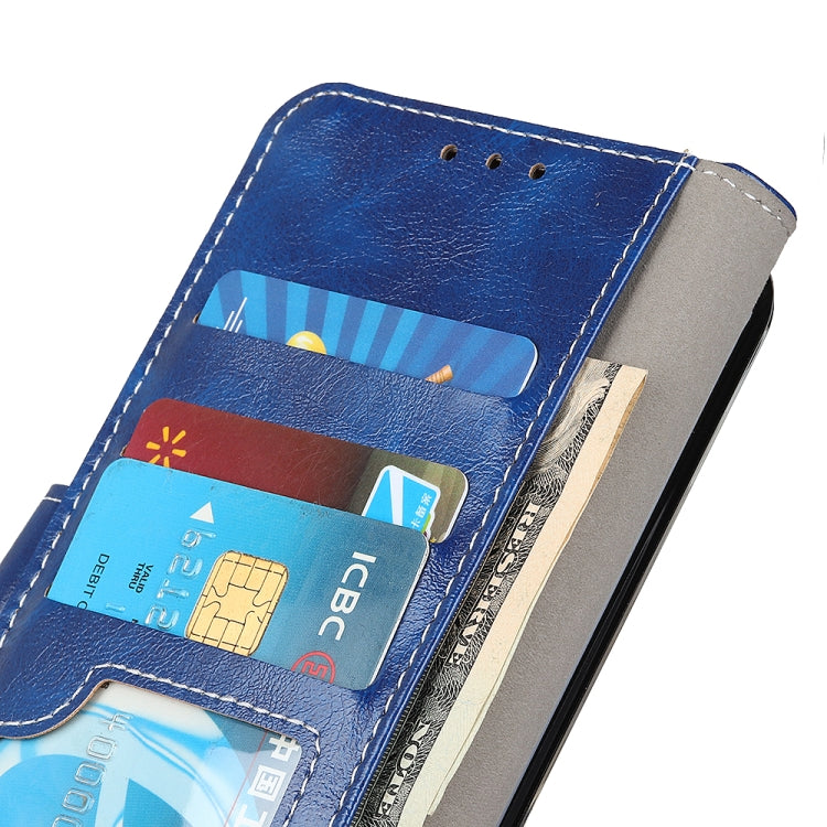 For iPhone 16e Retro Crazy Horse Texture Horizontal Flip Leather Phone Case(Blue)