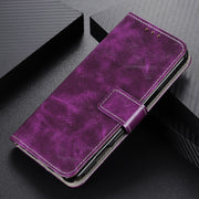 For iPhone 16e Retro Crazy Horse Texture Horizontal Flip Leather Phone Case(Purple)