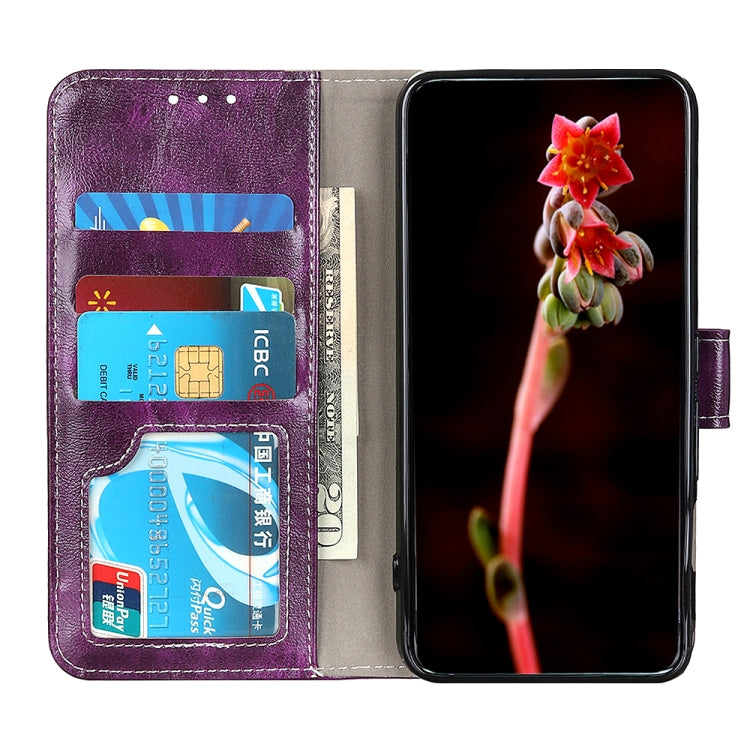 For iPhone 16e Retro Crazy Horse Texture Horizontal Flip Leather Phone Case(Purple)