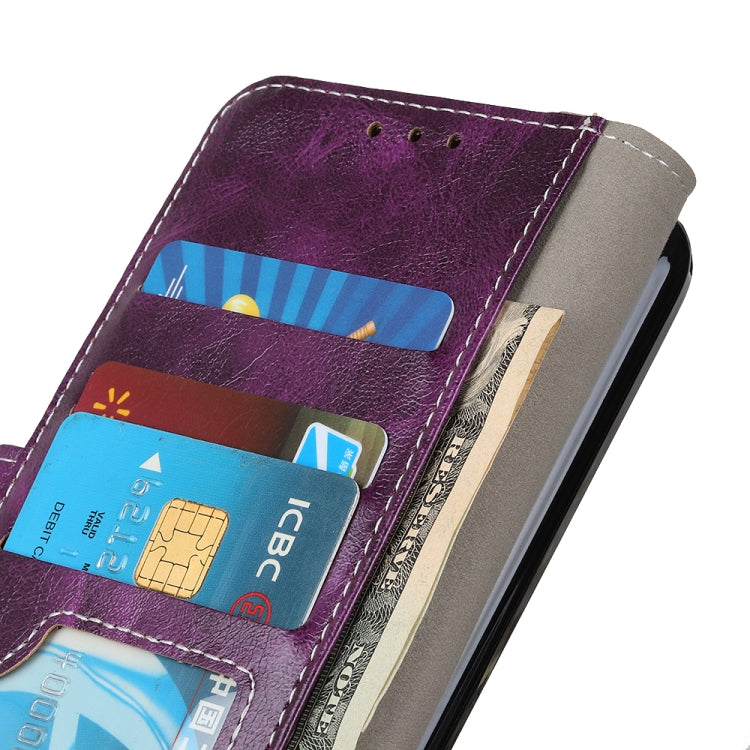 For iPhone 16e Retro Crazy Horse Texture Horizontal Flip Leather Phone Case(Purple)