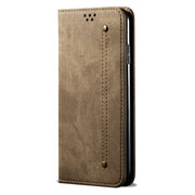 For vivo X100 Denim Texture Flip Leather Phone Case(Khaki)