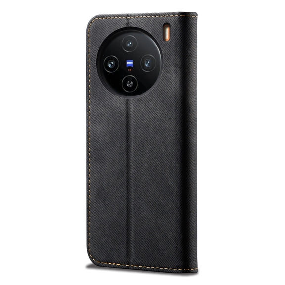 For vivo X100 Pro Denim Texture Flip Leather Phone Case(Black)
