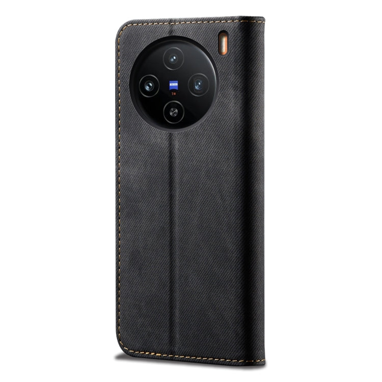 For vivo X100 Pro Denim Texture Flip Leather Phone Case(Black)