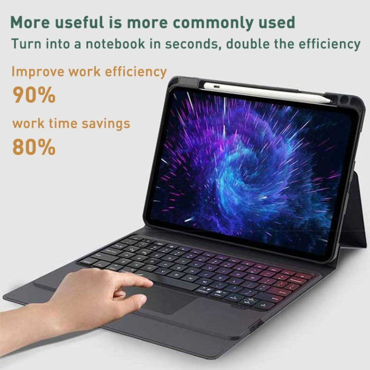 For iPad Air 2022 / 2020 Integrated Bluetooth Keyboard Leather Case with Backlight & Touchpad(Black)