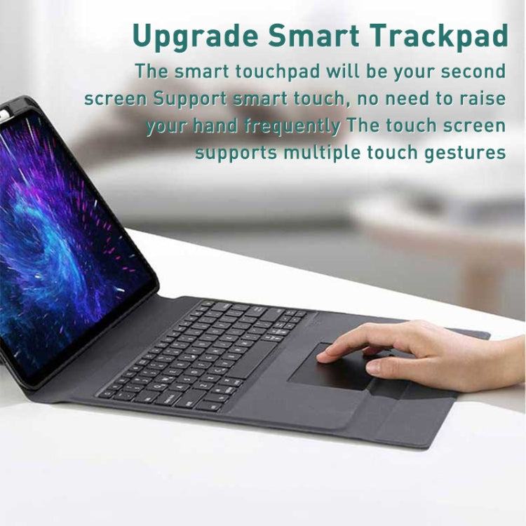 For iPad Air 2022 / 2020 Integrated Bluetooth Keyboard Leather Case with Backlight & Touchpad(Black)