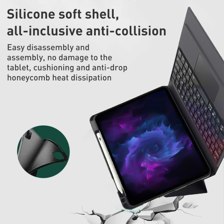 For iPad Pro 12.9 2022 / 2021 / 2020 Integrated Bluetooth Keyboard Leather Case with Backlight & Touchpad(Black)