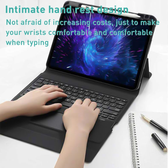 For iPad Pro 12.9 2022 / 2021 / 2020 Integrated Bluetooth Keyboard Leather Case with Backlight & Touchpad(Black)