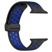 For Apple Watch Ultra 2 49mm Magnetic Buckle Silicone Watch Band(Black Blue)
