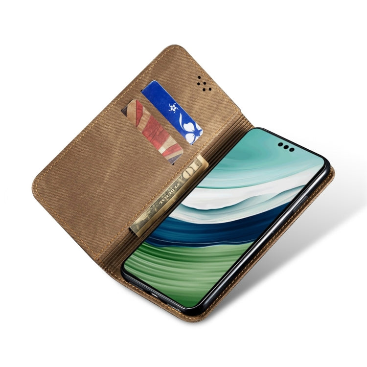 For Honor X8 5G / X6 4G Foreign Denim Texture Flip Leather Phone Case(Khaki)