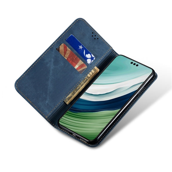 For Honor 100 Denim Texture Flip Leather Phone Case(Blue)