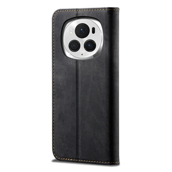 For Honor Magic6 Denim Texture Flip Leather Phone Case(Black)