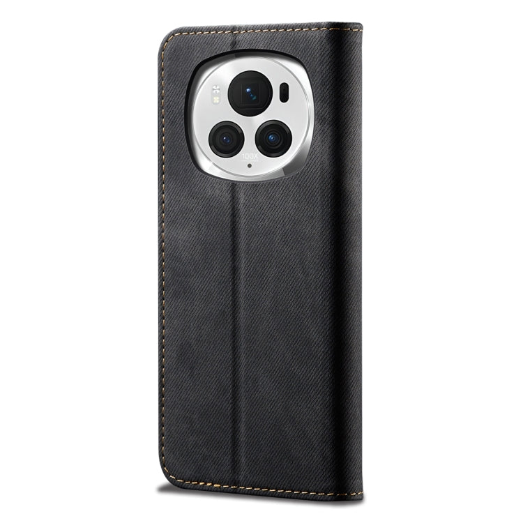For Honor Magic6 Pro Denim Texture Flip Leather Phone Case(Black)