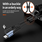 Type-C to Type-C Elbow Spring Charging Data Cable, Length: 1.5m(Black)