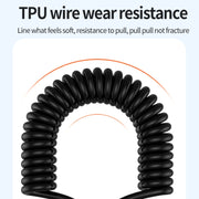 Type-C to 8 Pin Elbow Spring Charging Data Cable, Length: 1.5m(Black)