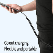 Type-C to 8 Pin Elbow Spring Charging Data Cable, Length: 1.5m(Black)