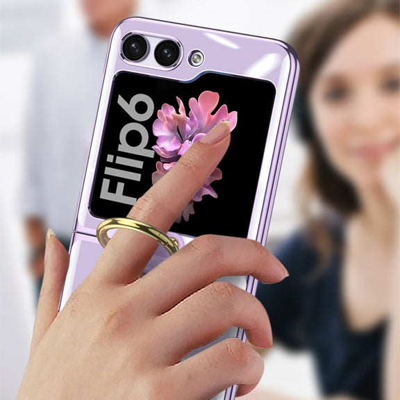For Samsung Galaxy Z Flip6 / Flip7 FE GKK Electroplating Phone Case with Ring(Black)