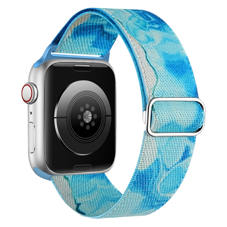 For Apple Watch Ultra 49mm Painted Pattern Nylon Replacement Watch Band(Ocean Blue)