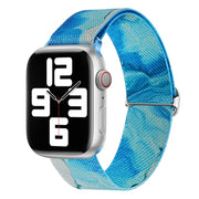For Apple Watch Ultra 49mm Painted Pattern Nylon Replacement Watch Band(Ocean Blue)