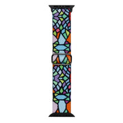 For Apple Watch 5 44mm Painted Pattern Nylon Replacement Watch Band(Geometric Rainbow)