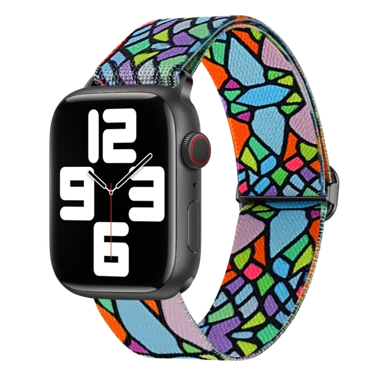 For Apple Watch 5 40mm Painted Pattern Nylon Replacement Watch Band(Geometric Rainbow)