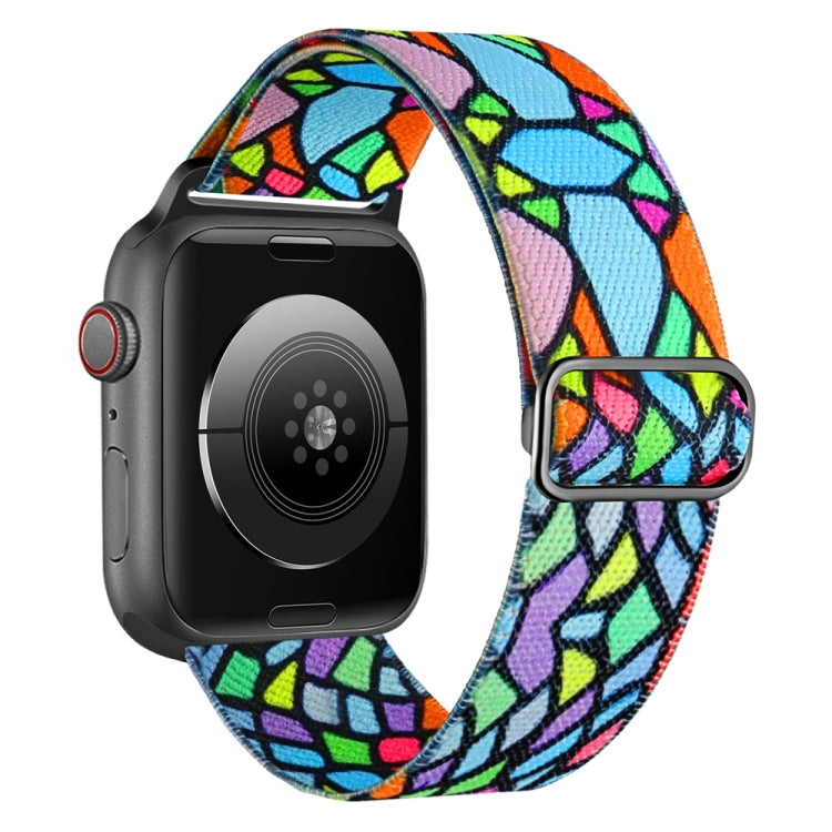 For Apple Watch 5 40mm Painted Pattern Nylon Replacement Watch Band(Geometric Rainbow)