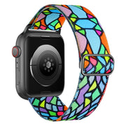 For Apple Watch 5 40mm Painted Pattern Nylon Replacement Watch Band(Geometric Rainbow)