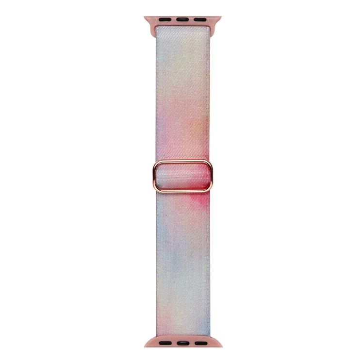 For Apple Watch SE 2023 44mm Painted Pattern Nylon Replacement Watch Band(Symphony Aurora)