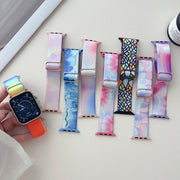 For Apple Watch Ultra 49mm Painted Pattern Nylon Replacement Watch Band(Ocean Blue)