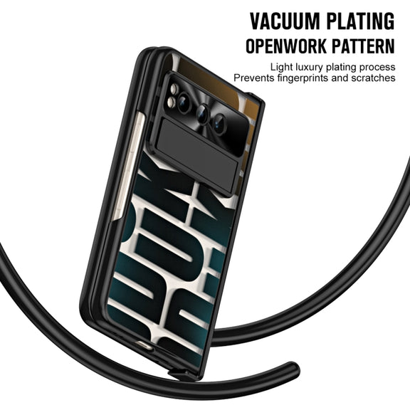 For Google Pixel Fold Integrated Electroplating Folding Phone Case(Black)