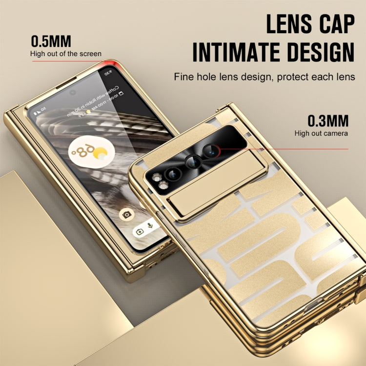 For Google Pixel Fold Integrated Electroplating Folding Phone Case with Hinge(Gold)