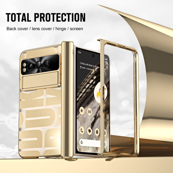 For Google Pixel Fold Integrated Electroplating Folding Phone Case with Hinge(Gold)