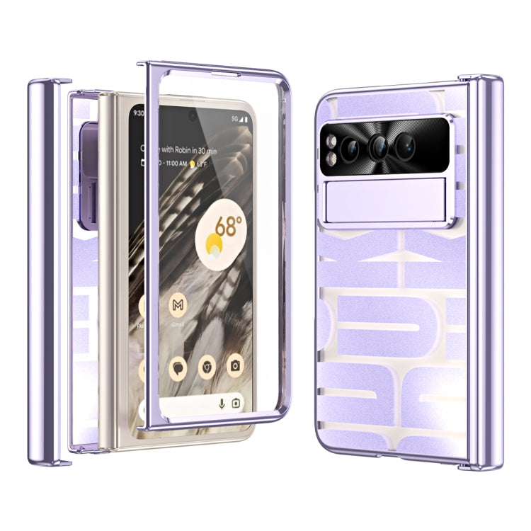 For Google Pixel Fold Integrated Electroplating Folding Phone Case with Hinge(Purple)