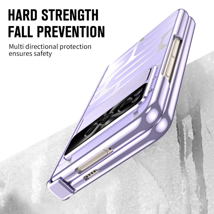 For Google Pixel Fold Integrated Electroplating Folding Phone Case with Hinge(Purple)