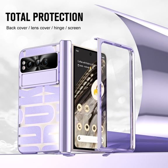 For Google Pixel Fold Integrated Electroplating Folding Phone Case with Hinge(Purple)
